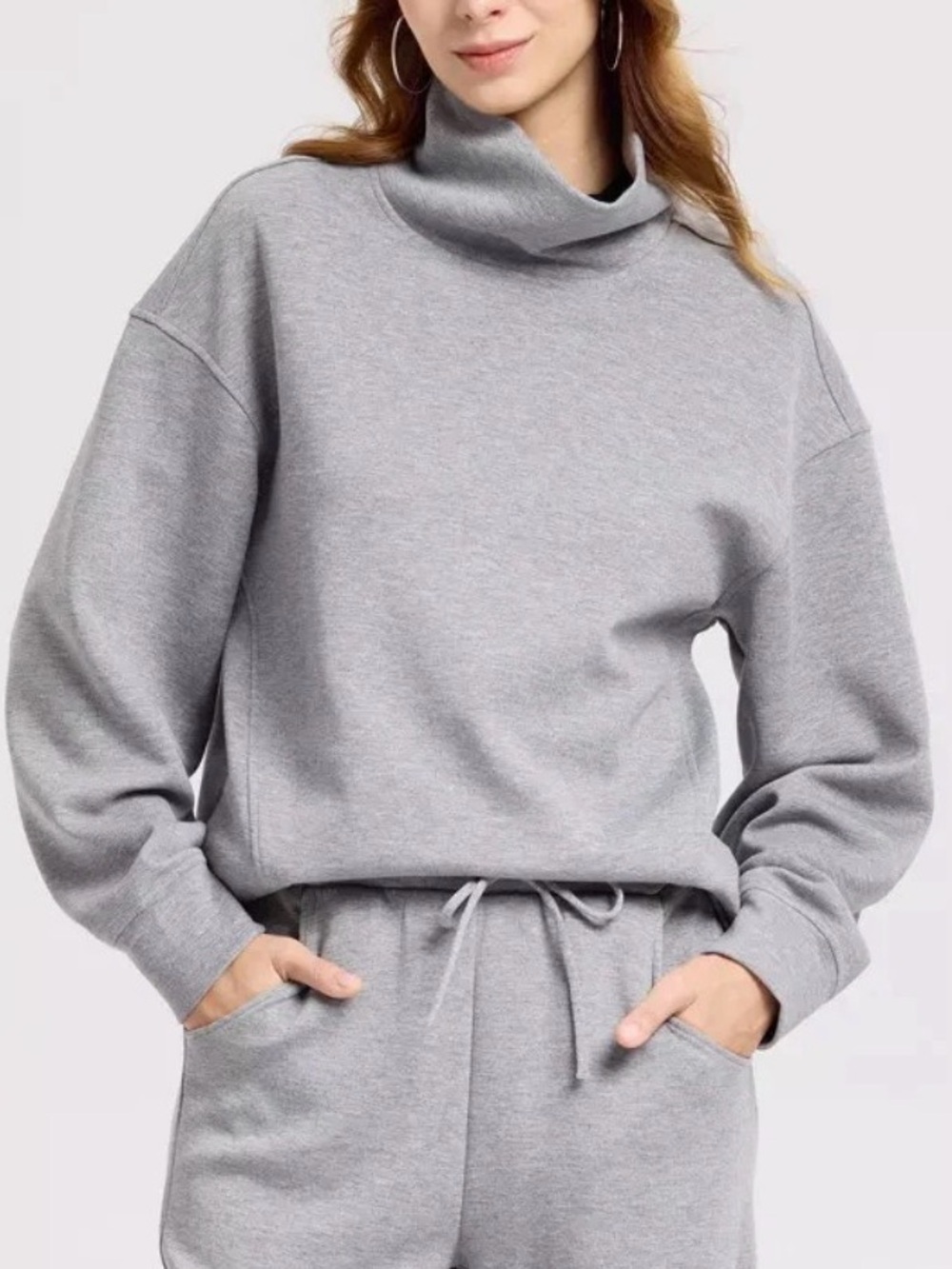 NWT Sz L Women's Scuba Draped Pullover Sweatshirt - A New Day Gray